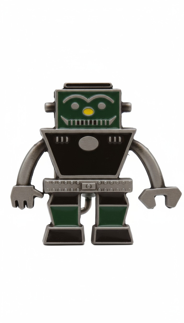 Men Silver Metal Fashion Belt Buckle Green Black Robot Animation Cool Teen Kids