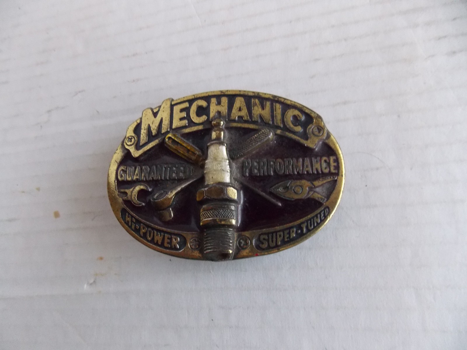 1982 mechanic Belt Buckle The Great American USA 853 Hi Power Super Tuned