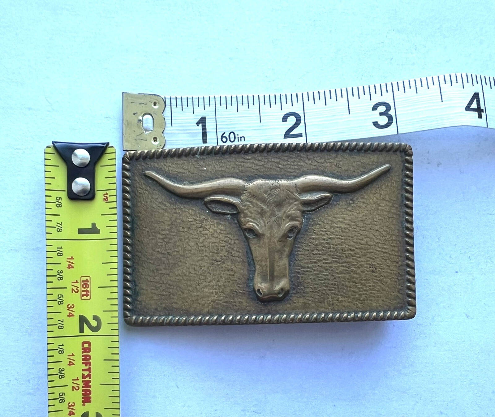 COPPER TONE BULL STEER HEAD BELT BUCKLE WESTERN VINTAGE