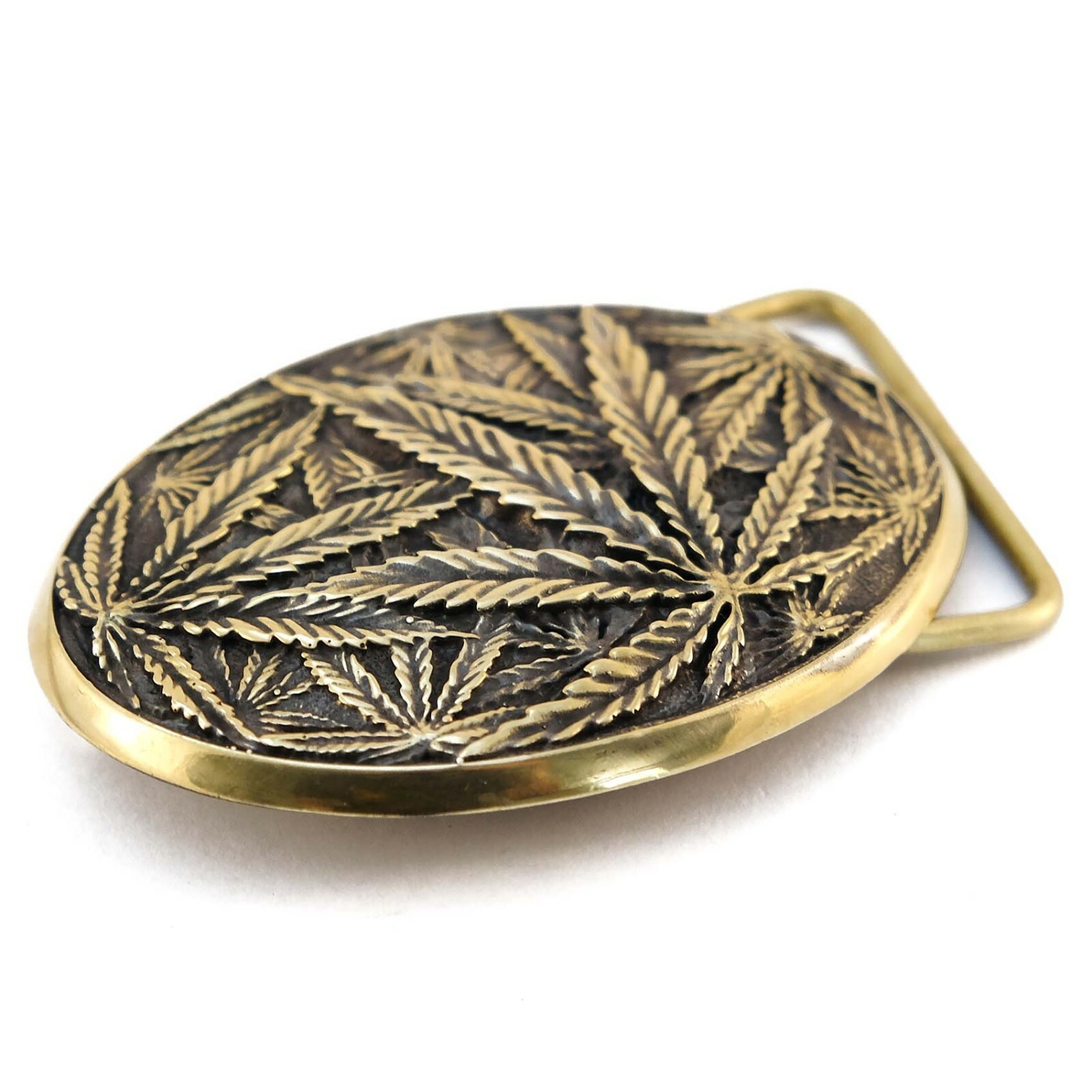 Cannabis leaf solid brass belt buckle, Marijuana Weed Leaf ganja Rasta buckle