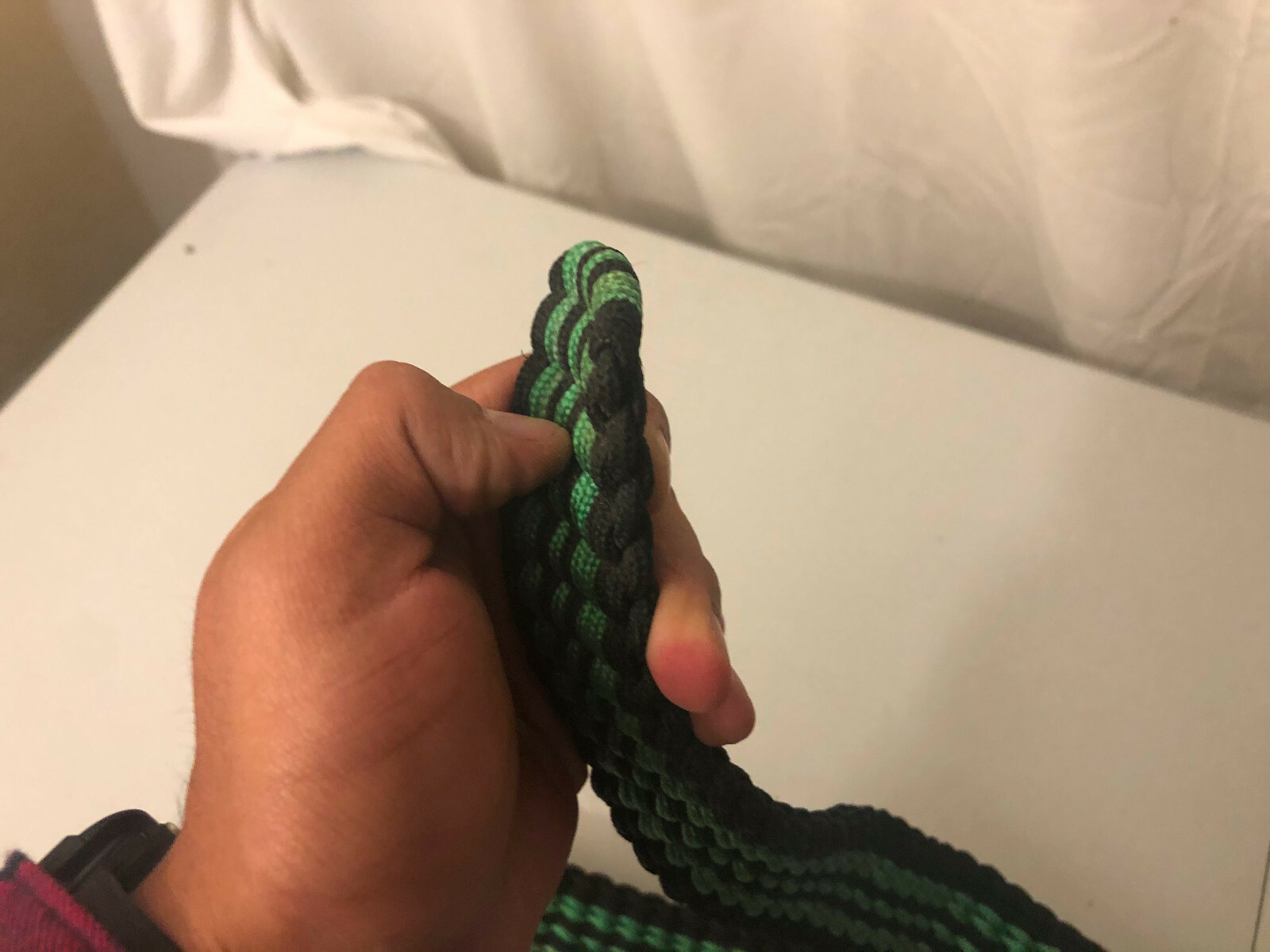 New Handmade Nylon braided Men Women Belt Green Black 48in No Buckle
