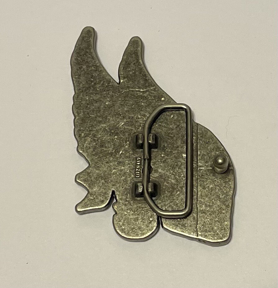 Winged Skull Belt Buckle-Metal with Black Enamel