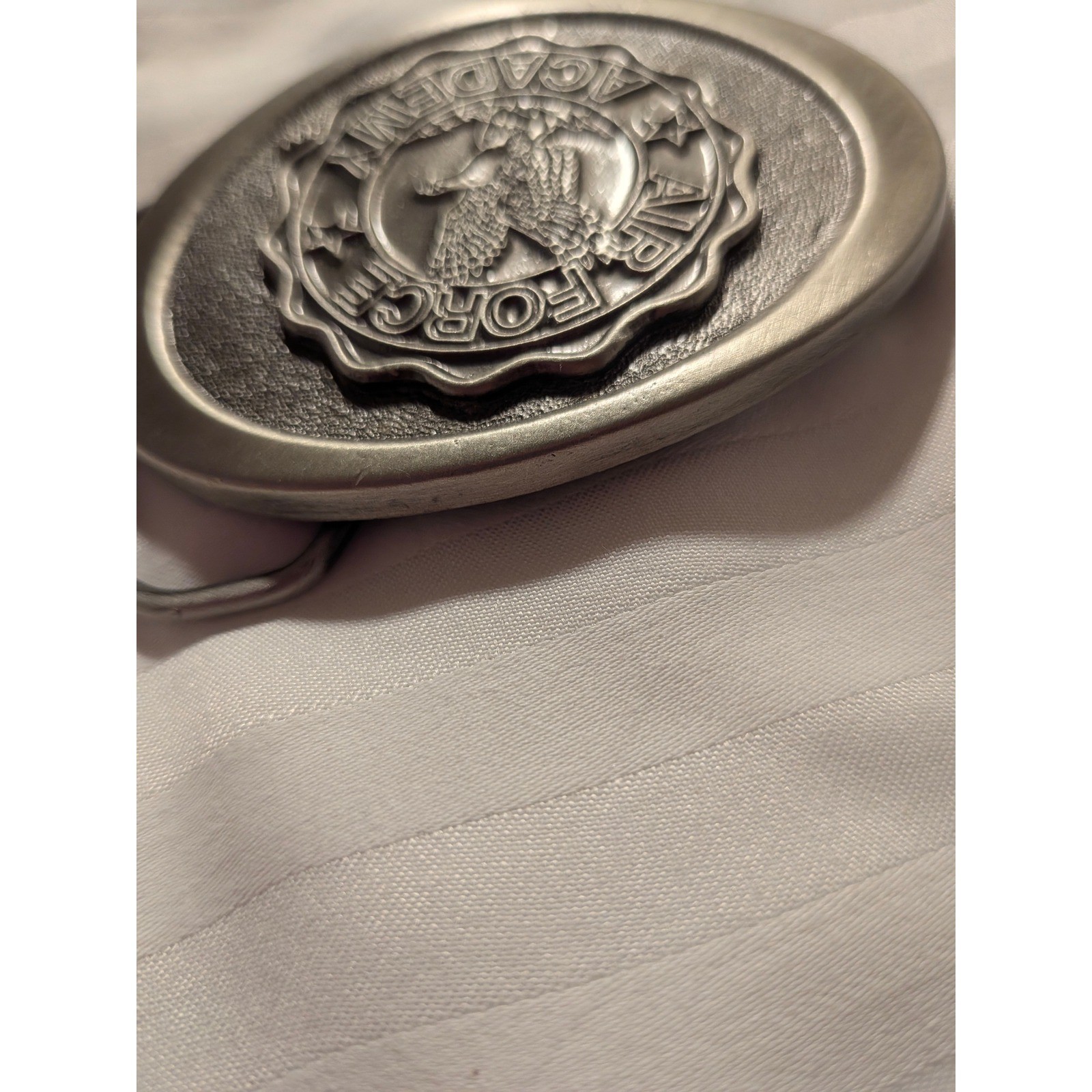 Vintage GAP Belt Buckle Air Force Academy USA 90s Collegiate Pewter Oval Buckle