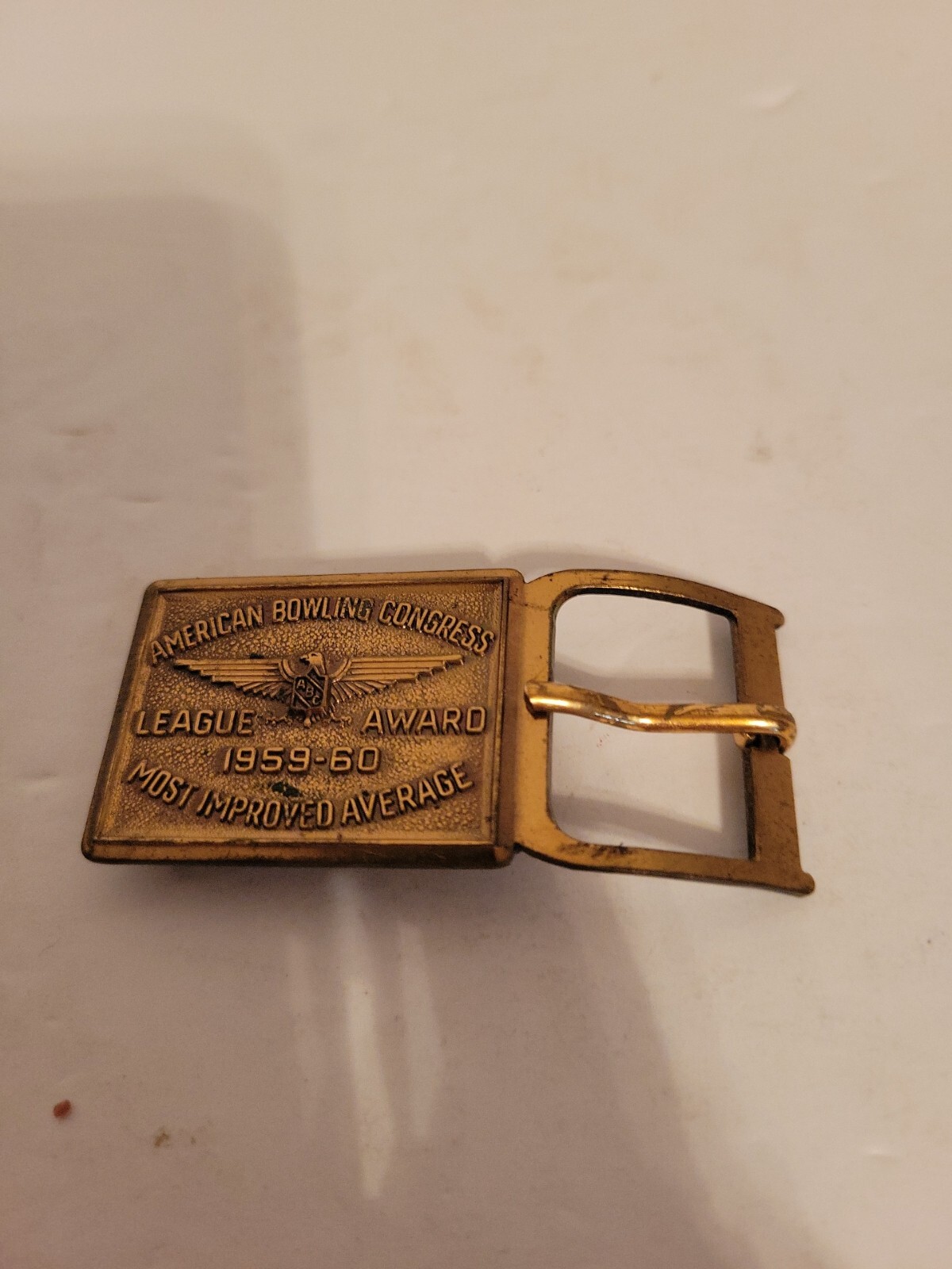 1959- 1960 American Bowling Congress League Award Belt Buckle Most Imprvd Avrg