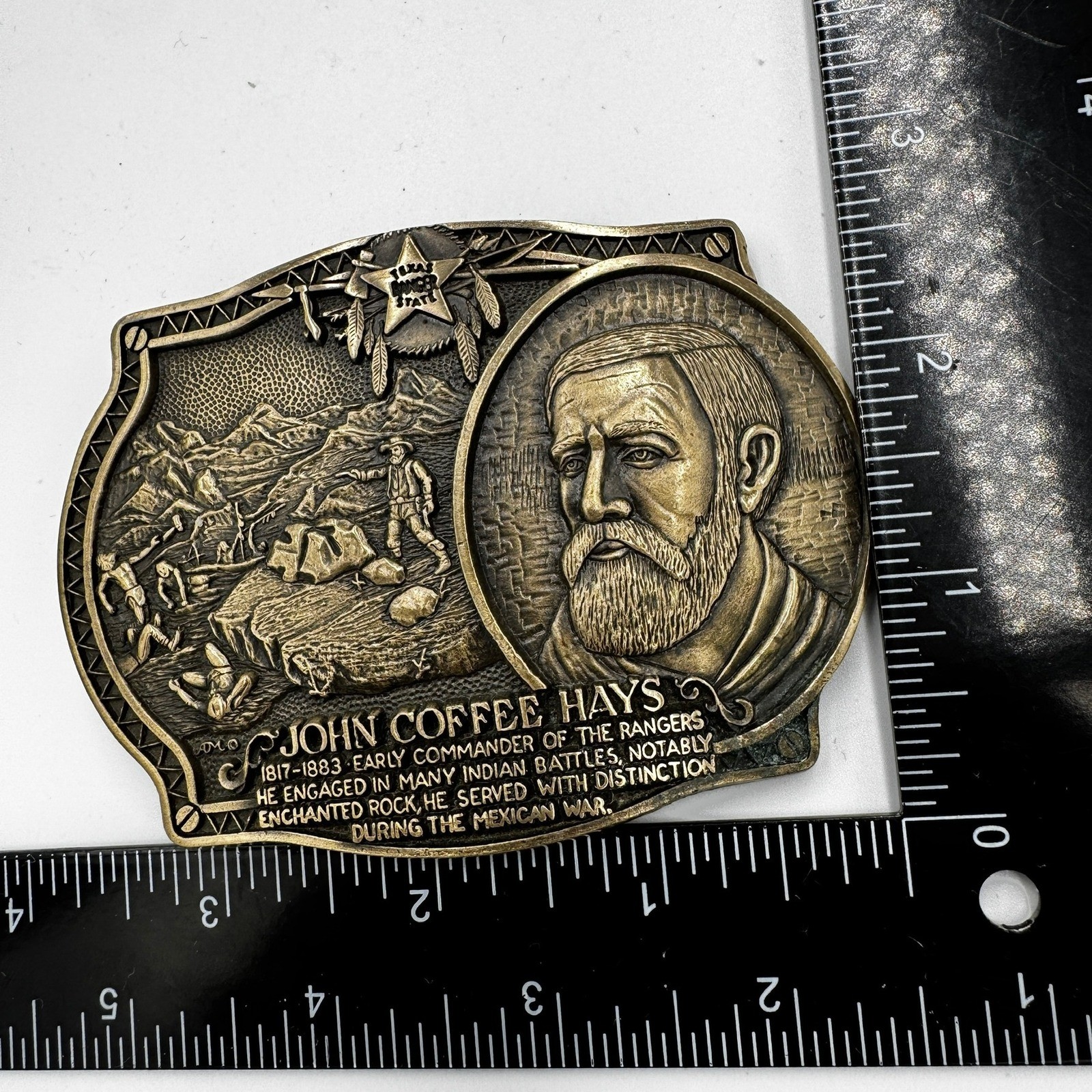 The Texas Ranger Collection John Coffee Hays Solid Brass Belt Buckle Ltd Ed 493