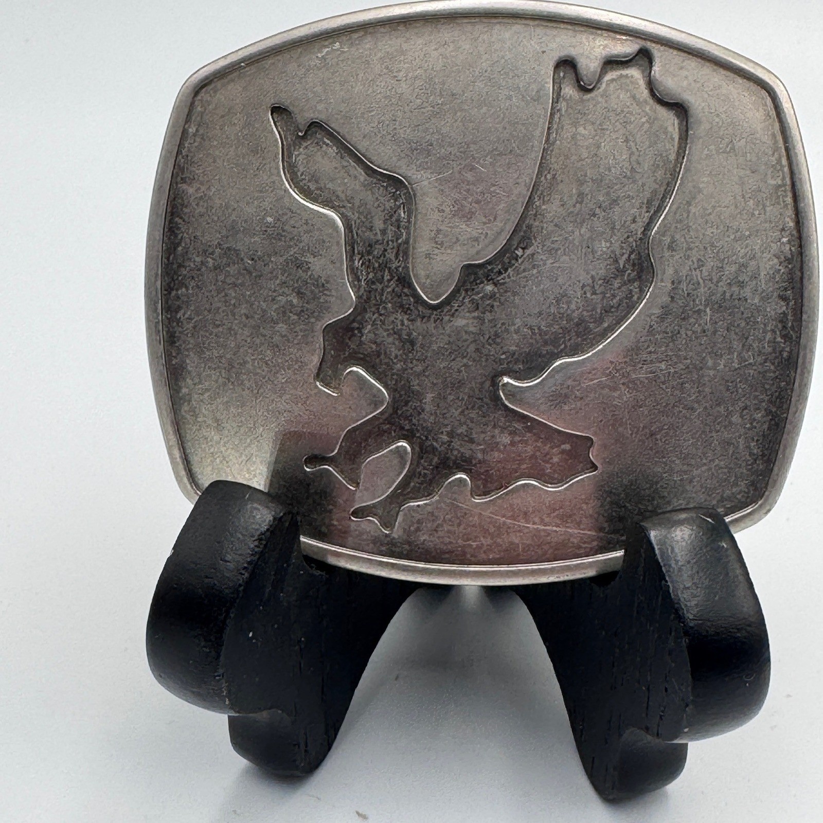 Western Soaring Eagle Belt Buckle Silver Tone Metal Rectangular Americana Casual