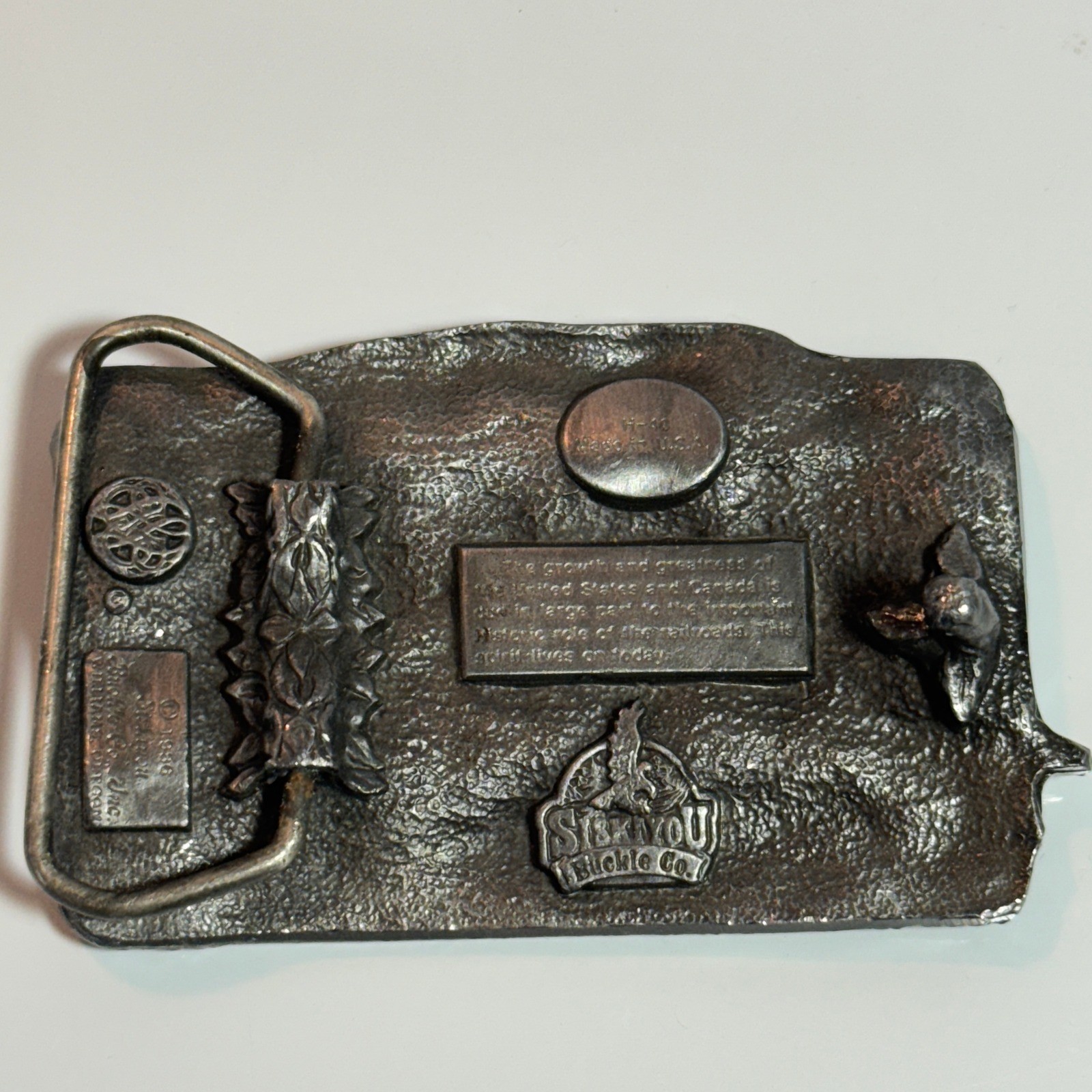 Vintage Western Train Buckle Metal American Railroad Steam Engine Sisskiyou 1986