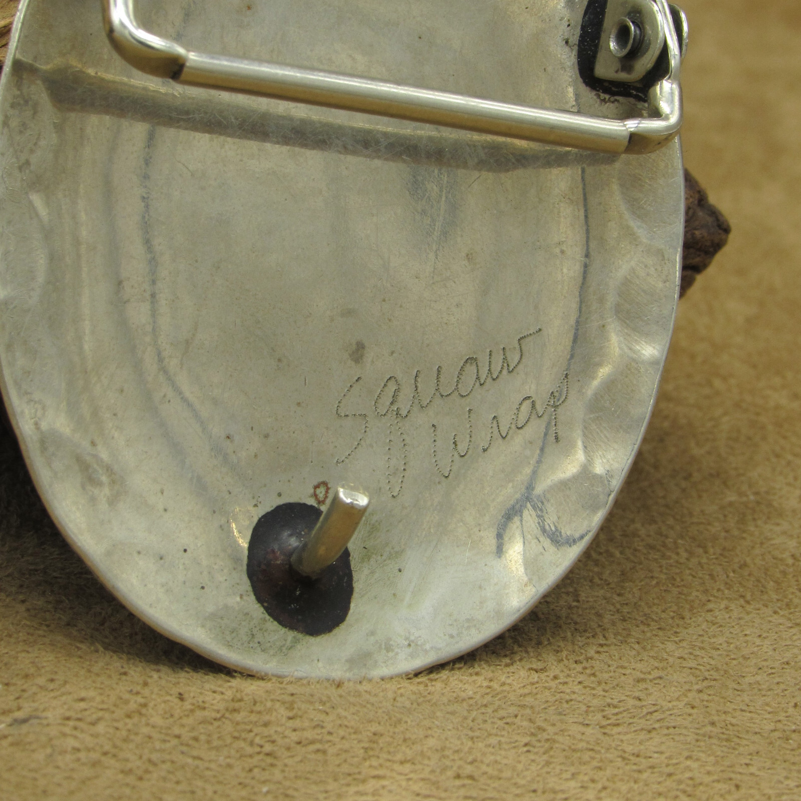 Southwest Nickel Belt Buckle with Buffalo Head
