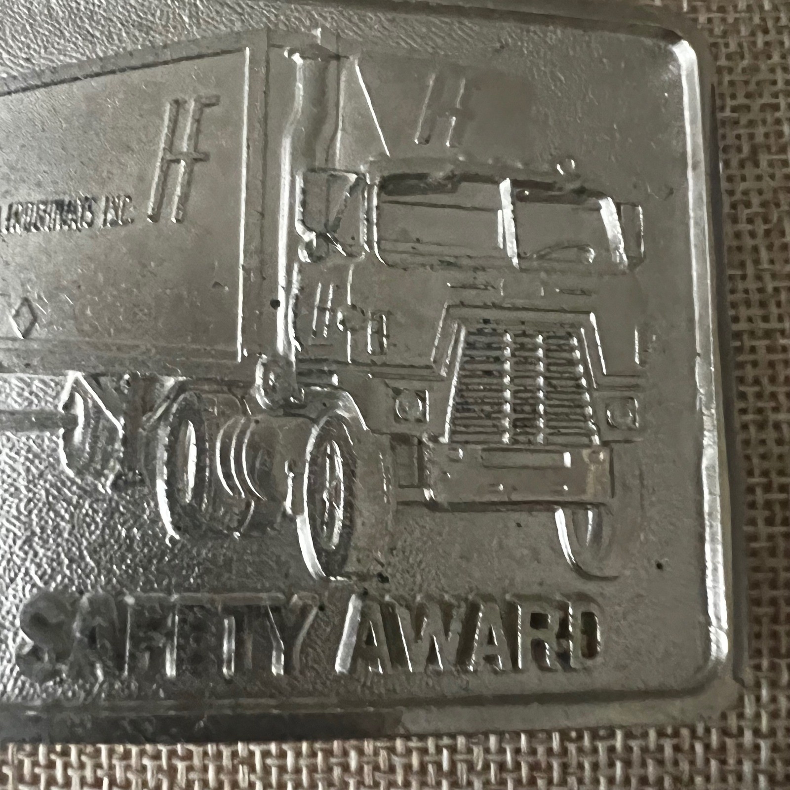 Vintage H-F Logistics Semi Truck 5 Year Safety Award Belt Buckle Silver Workwear