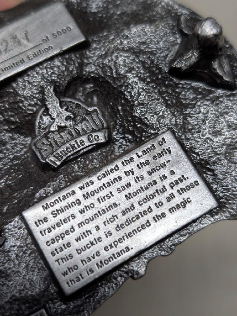 vintage MONTANA belt buckle NATIVE AMERICAN western INDIAN buffalo EAGLE cowboy