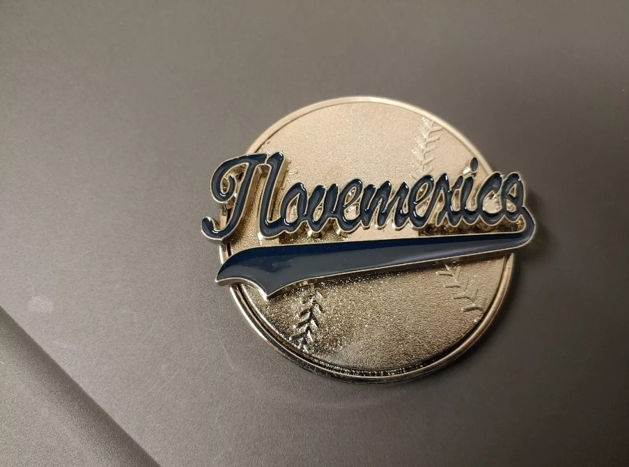 I Love Mexico Baseball Spinning Blue Silver Charros Jalisco Dodgers Belt Buckle