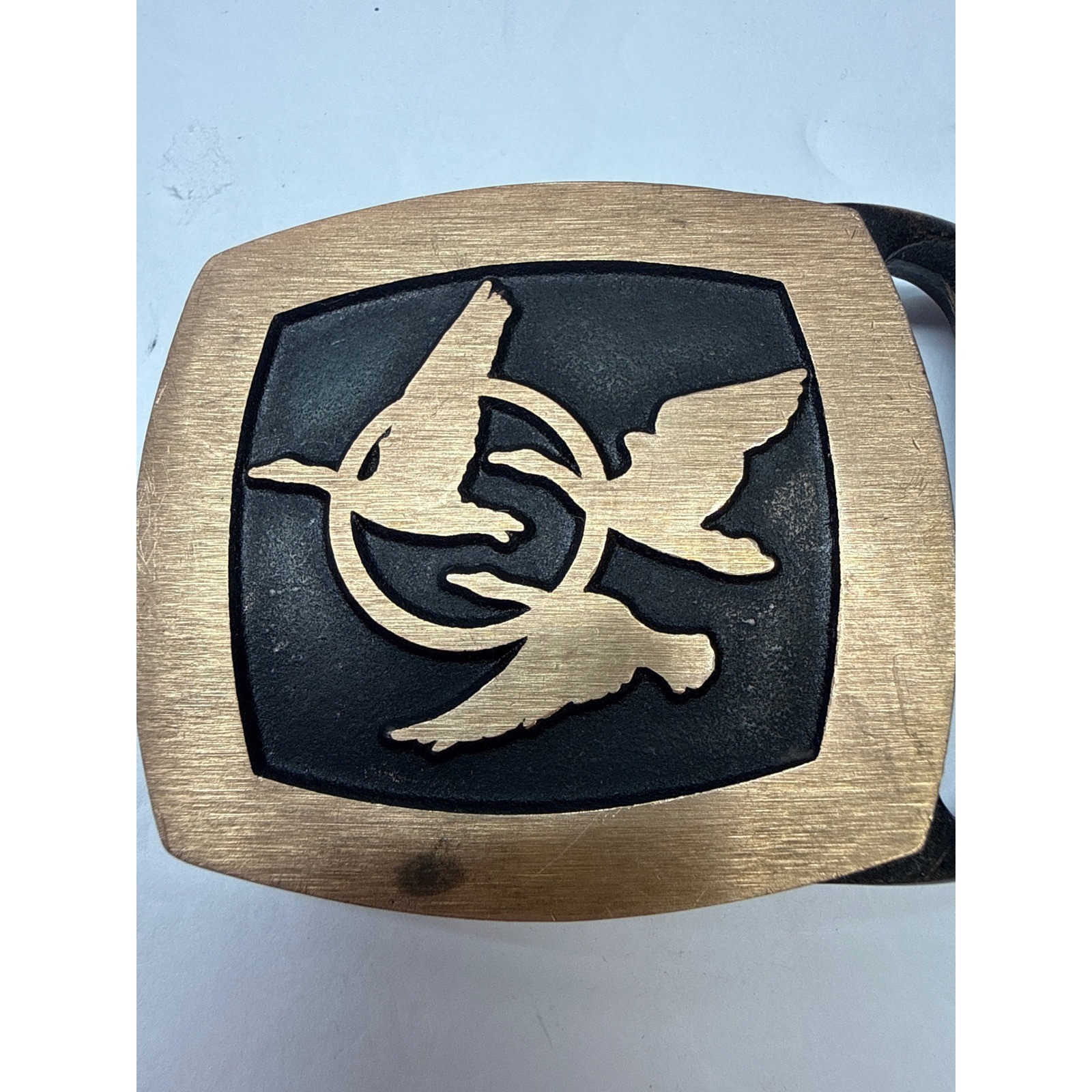 Vintage 1978 Tech-Ether Guild Solid Brass Flying Ducks Geese Belt Buckle USA