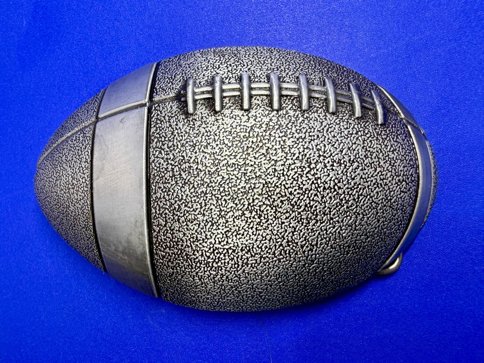 American Football Sports Textured Ball Cutout Silver Color Figural Belt Buckle