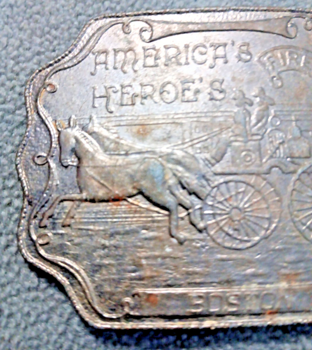 Vintage Belt Buckle Americas Heroes – Fire Department BOSTON Horse & Carriage