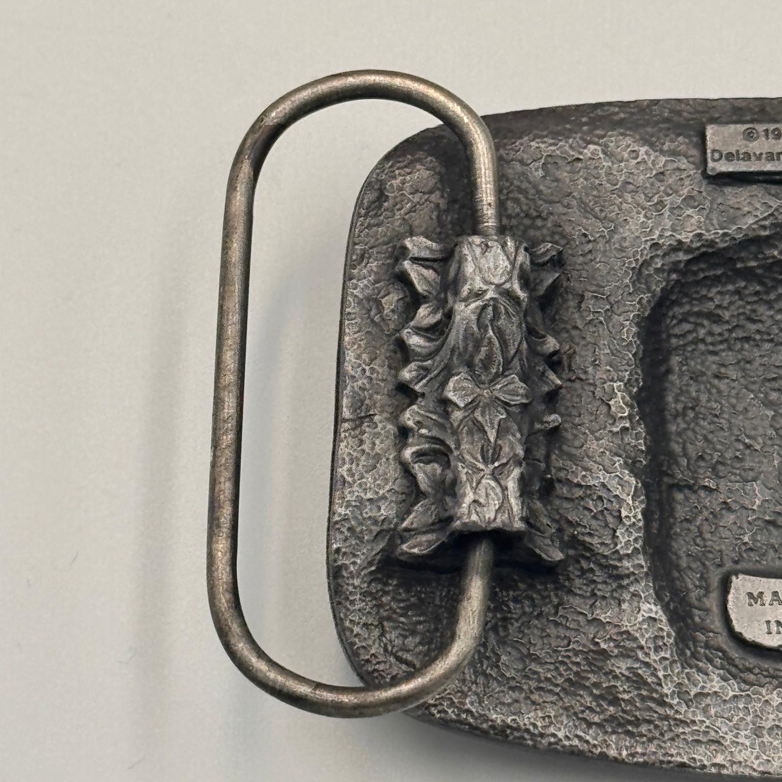 Vintage 1987 Bergamot Pewter Train Locomotive Belt Buckle X-45 Made in USA 3D