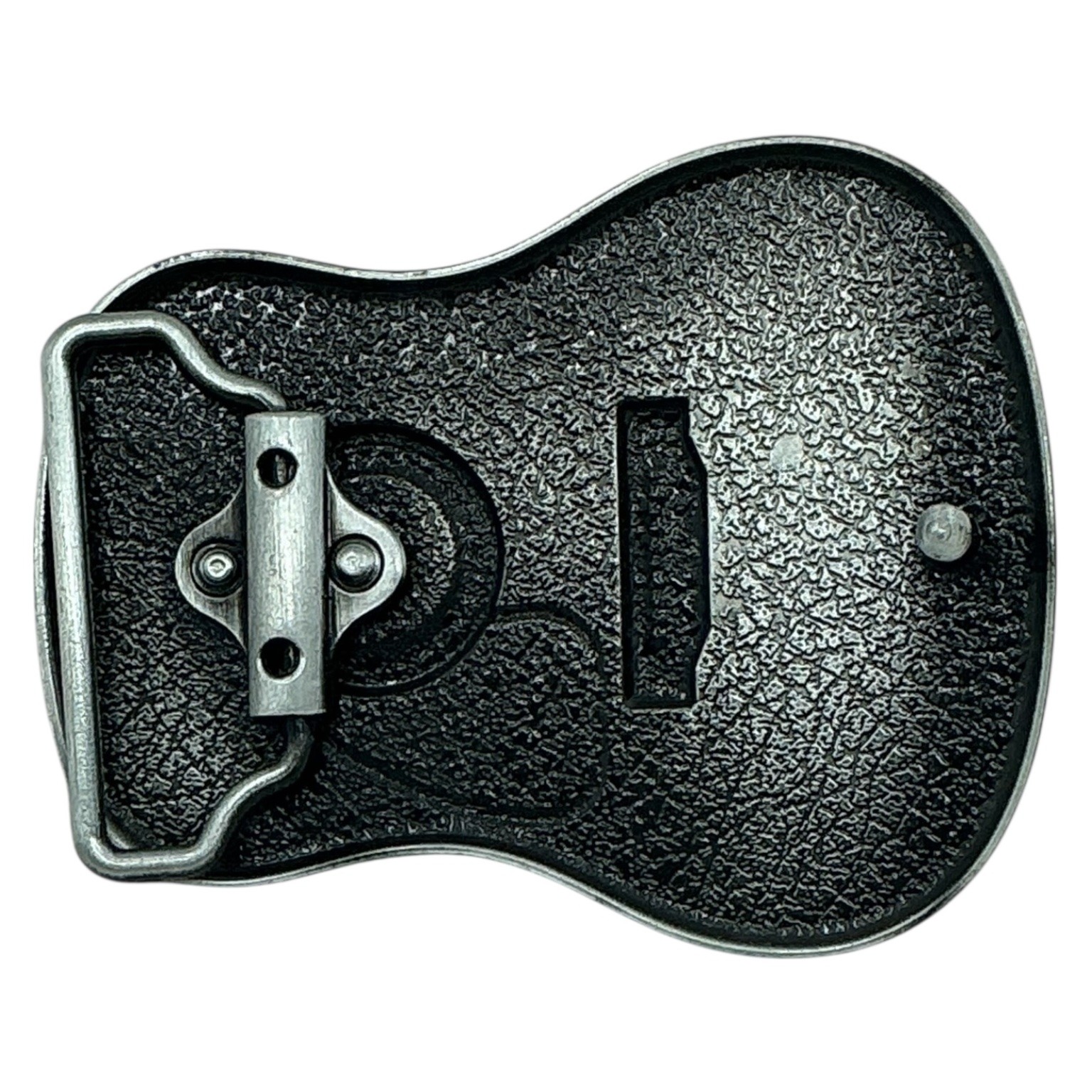 Mens Guitar Shaped Belt Buckle Brown Enamel Music