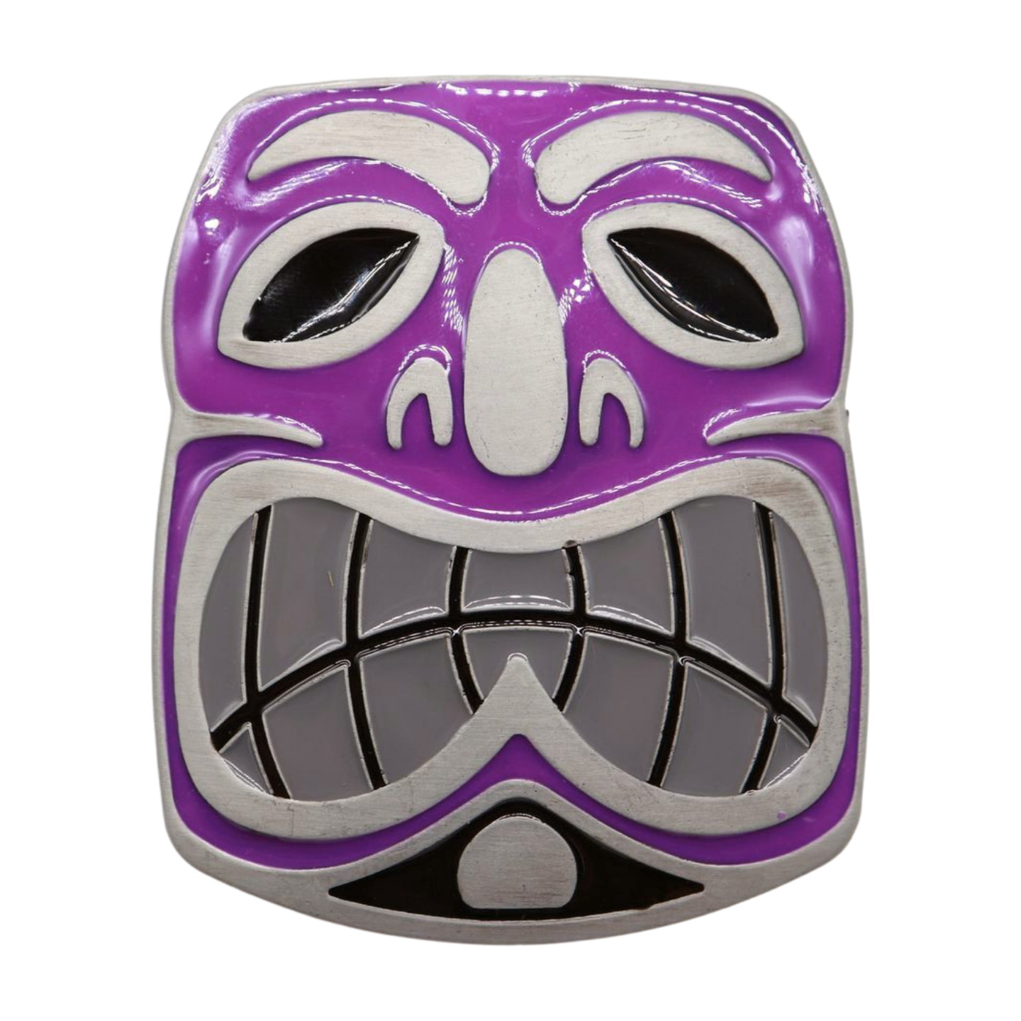 Men Women Silver Metal Belt Buckle Tiki Mask Statue Animation Travel Vacation