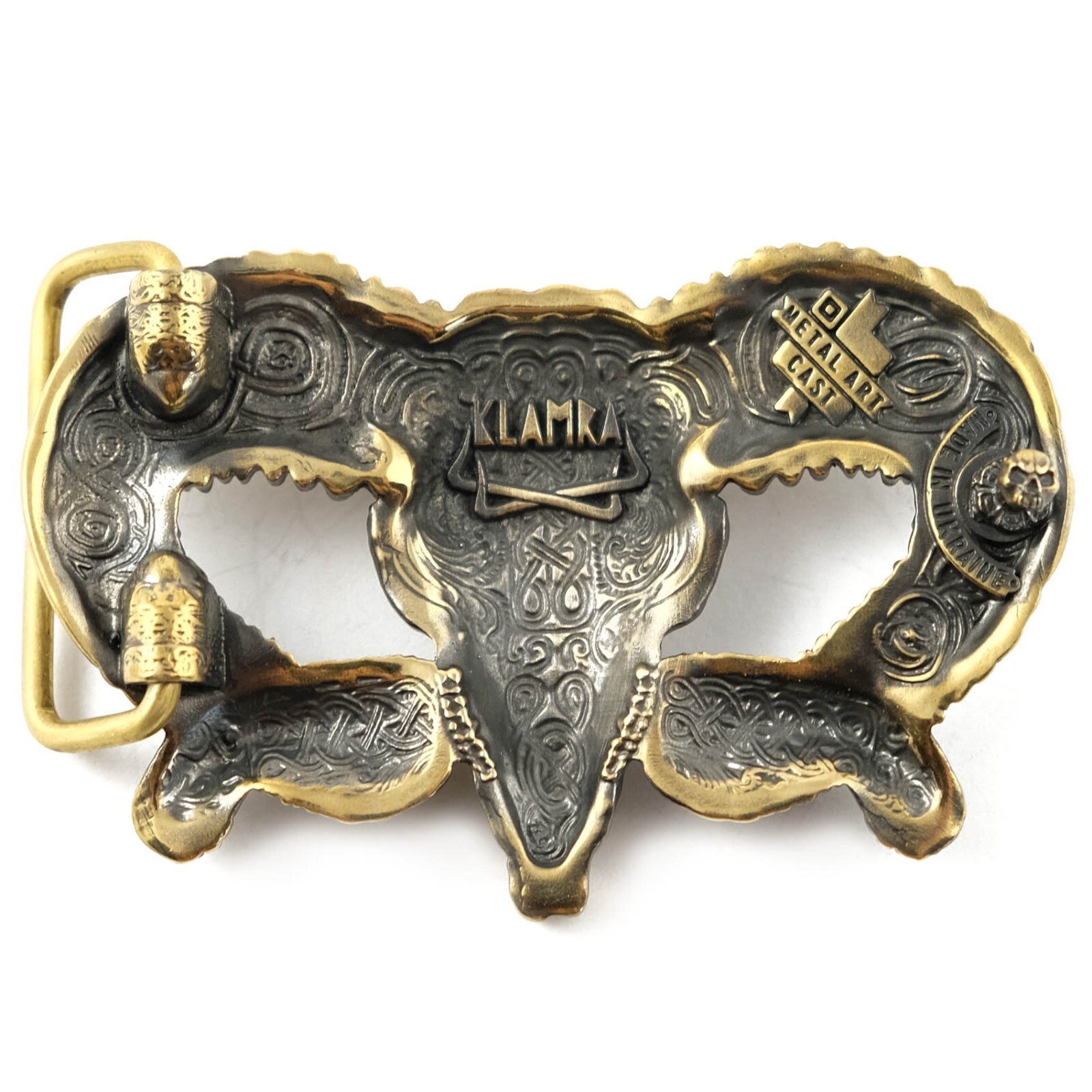 Ram Skull brass buckle, Bighorn wild west buckle, Mouflon tribal Trophy Skull