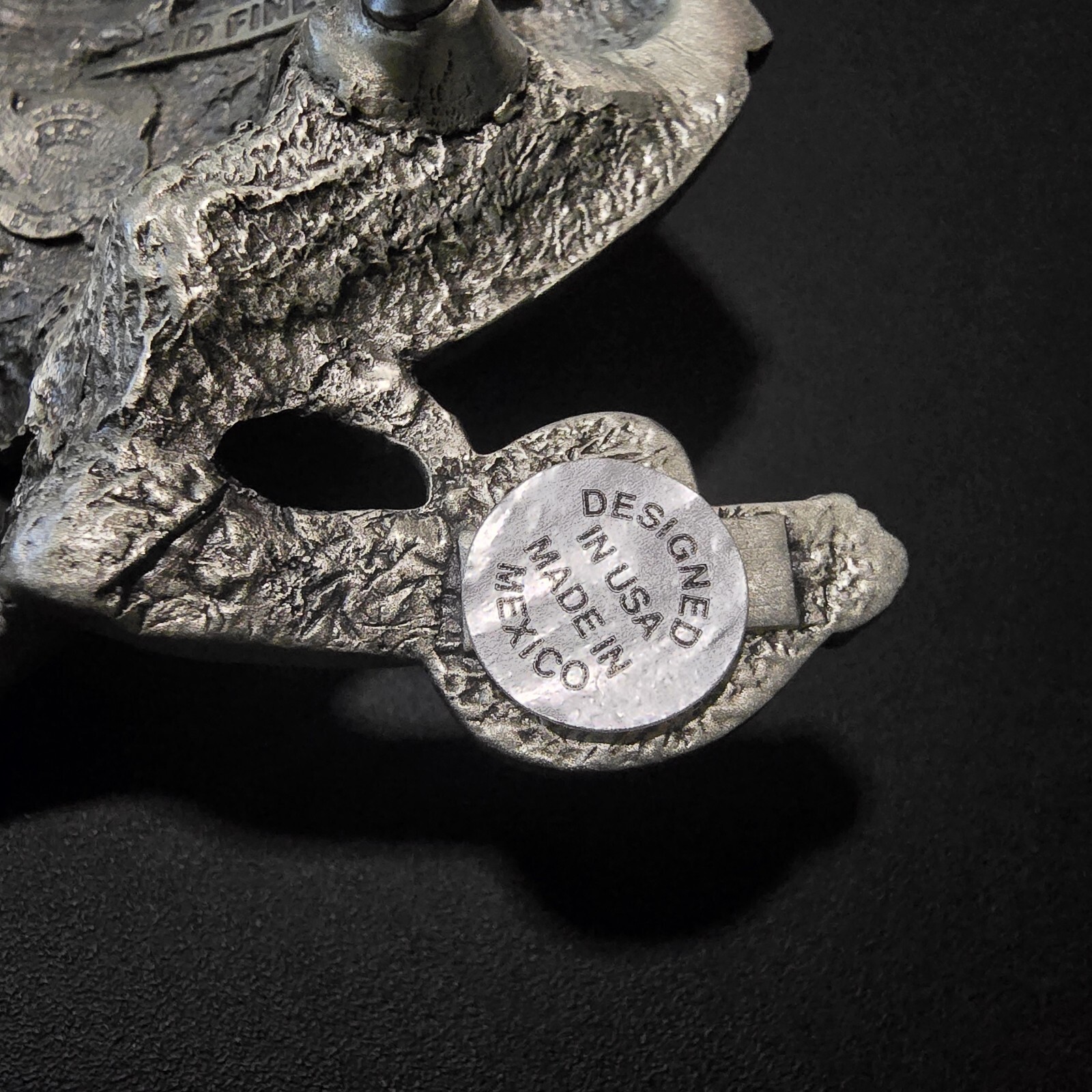 Pirate Skull SILVER SEA Swords Belt Buckle, Solid Fine Pewter USA/Mexico