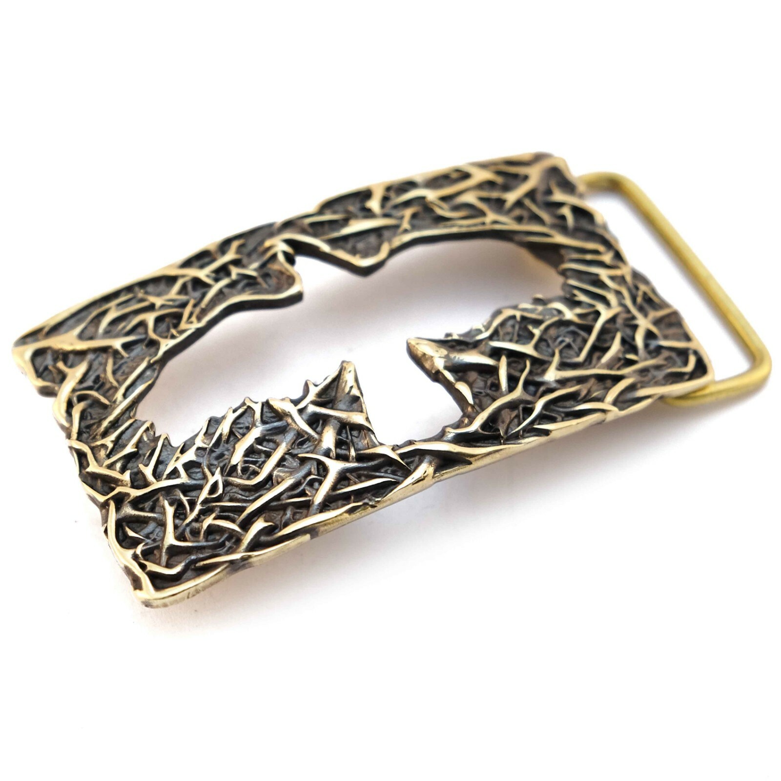 Crow belt buckle, Handmade belt buckle made of solid brass, Mythical black bird