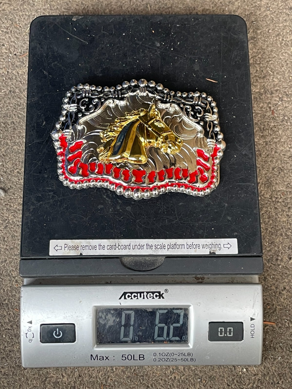 Western Buckle Gold Silver Red Black Red Horse Cowboy Buckle 2 » Hebilla Vaquero
