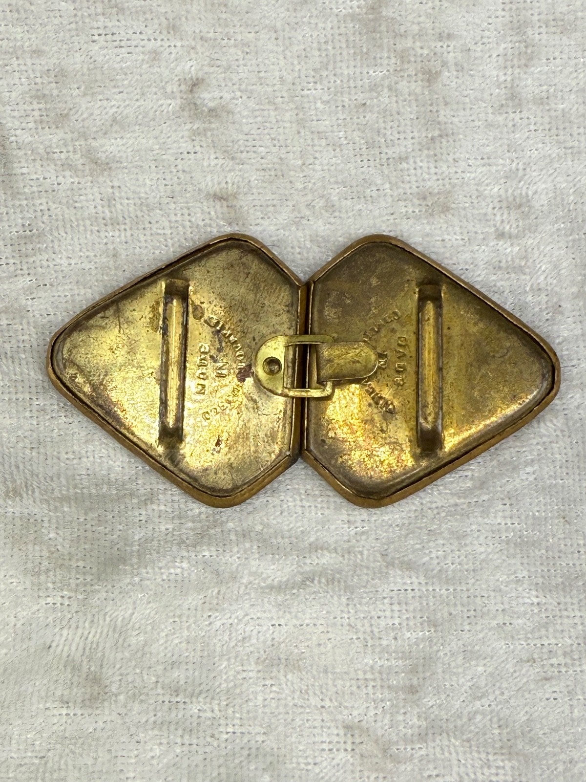 Vintage Womens Buckle Gold Tone Plaid Made in Czechoslovakia