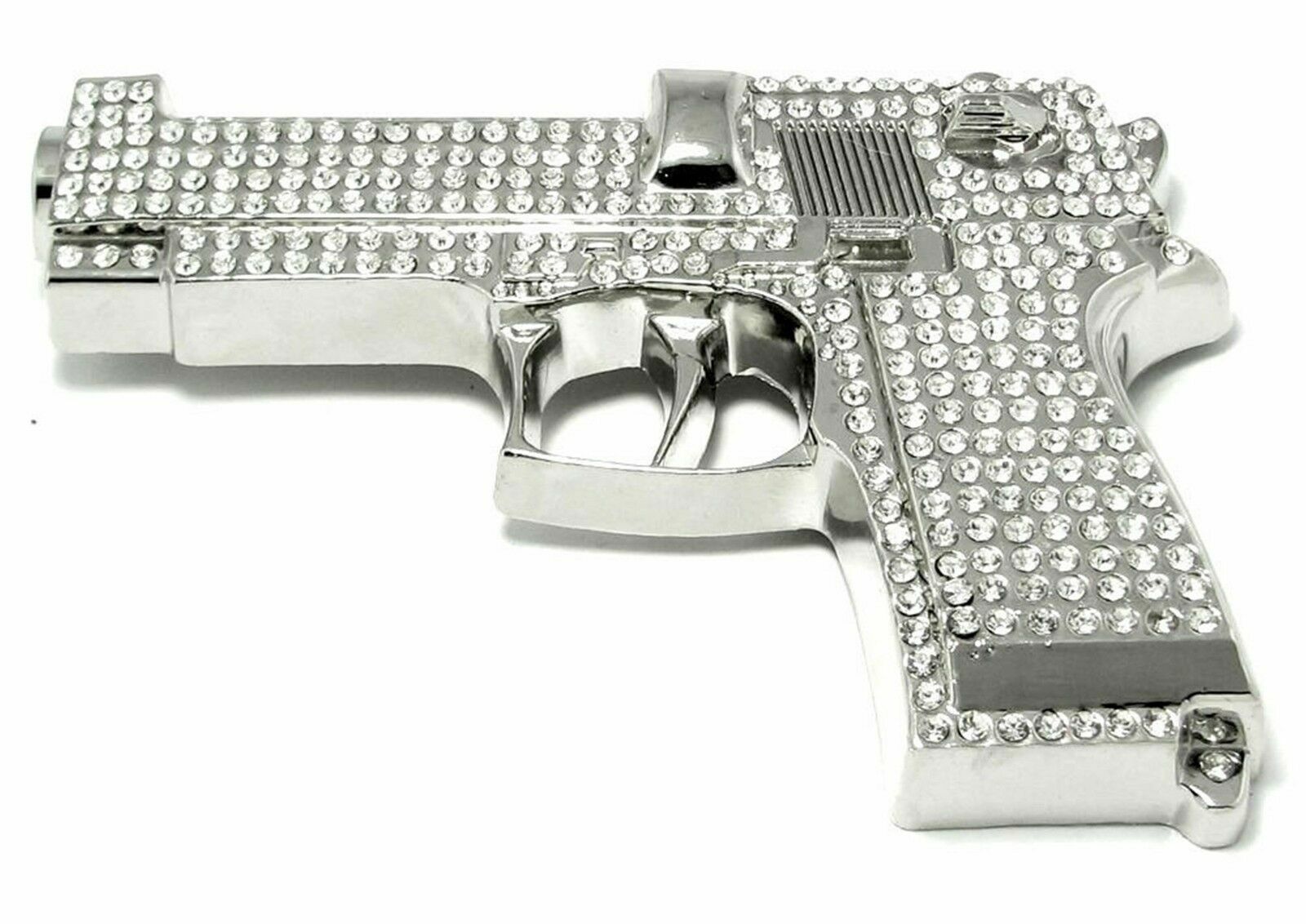 Gun Belt Buckle Full of Rhinestones Gold Silver Metal Hip Blinged Rock Big Huge