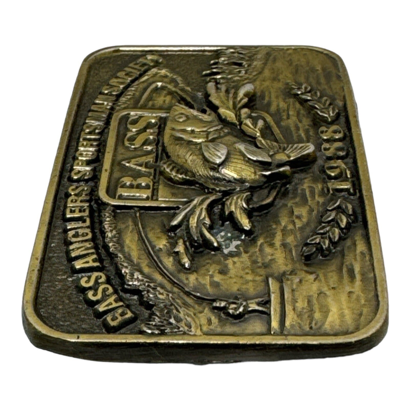 Belt Buckle Vintage 1988 BASS Bass Anglers Sportsman Society Brass USA Made
