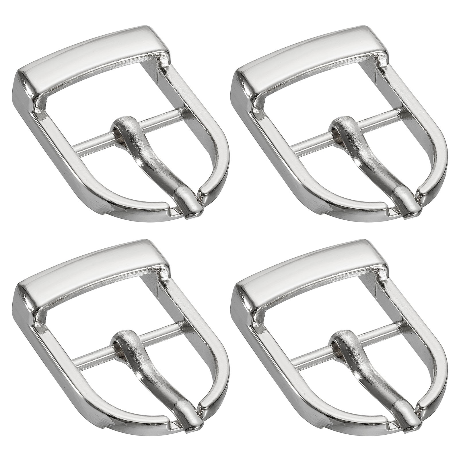 4Pcs 0.67&Prime; Single Prong Belt Buckle Oval Center Bar Buckles for Belt, Silver