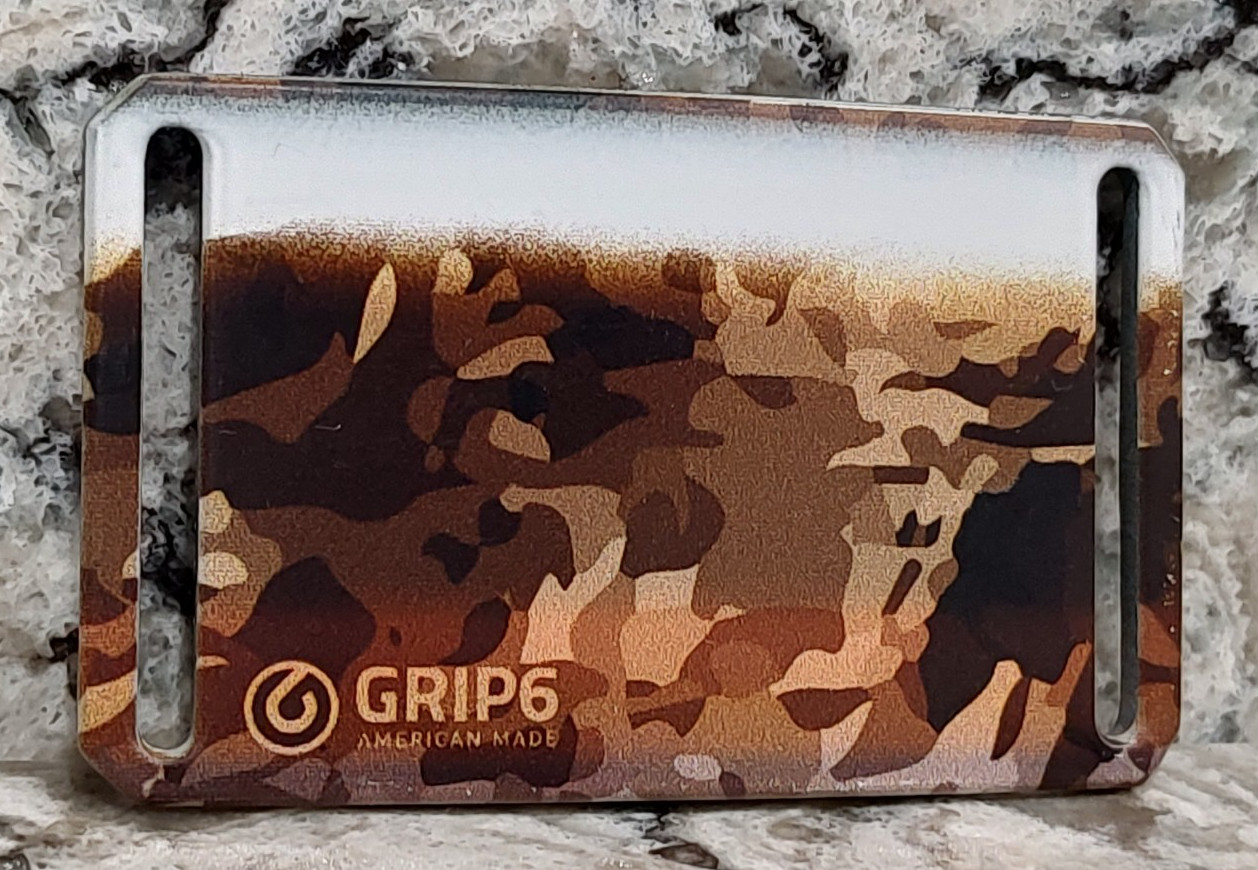 GRIP6 BELT BUCKLE – BROWN / TAN – CAMO / CAMOUFLAGE – 1.5 INCH WIDE with defect