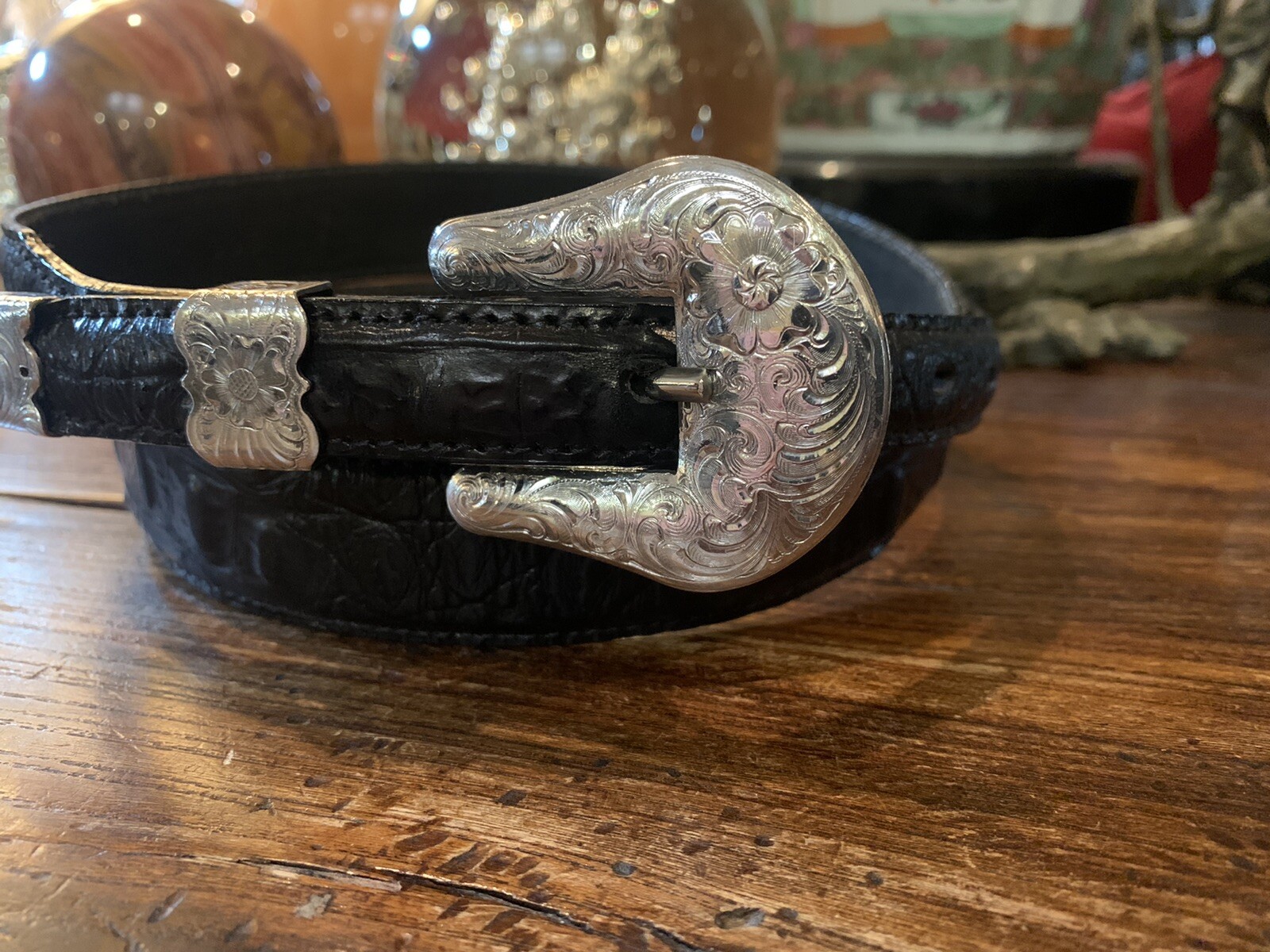 James Reid style XLWage Sterling Silver overlay Belt buckle set 39-41🐊🐂✅
