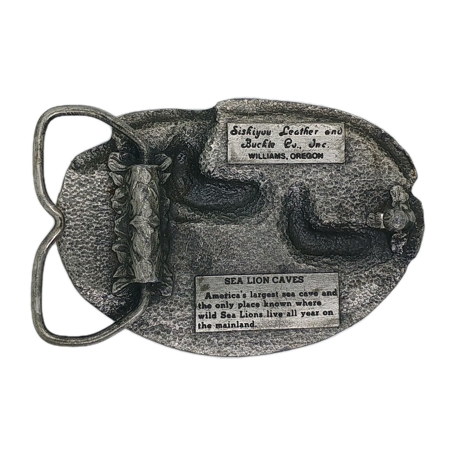 Buckle: Sea Lion Caves. Florence, Oregon Commemorative Pewter