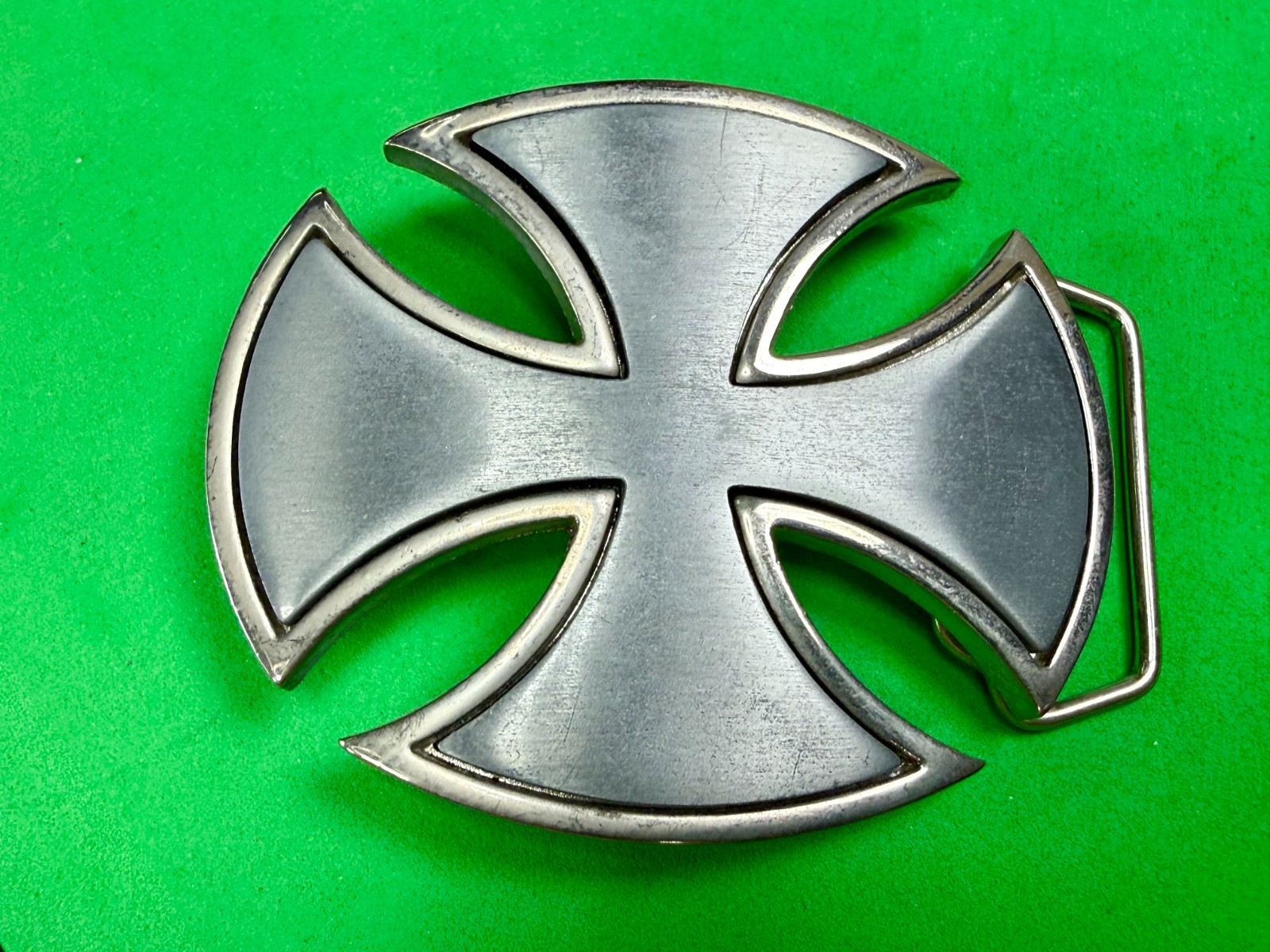 Maltese Celtic Iron Cross Gothic Punk Biker Vibe Cutout Silver Color Belt Buckle
