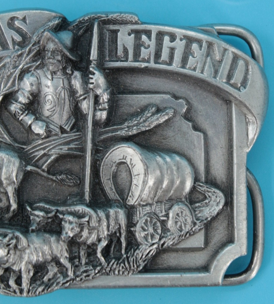VTG 80s The Kansas Legend Commemorative Western Belt Buckle 1984