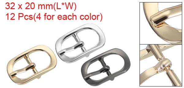 12 Pcs Black/Silver/Light Gold 0.6&Prime; Single Prong Belt Buckle Roller Pin Buckle
