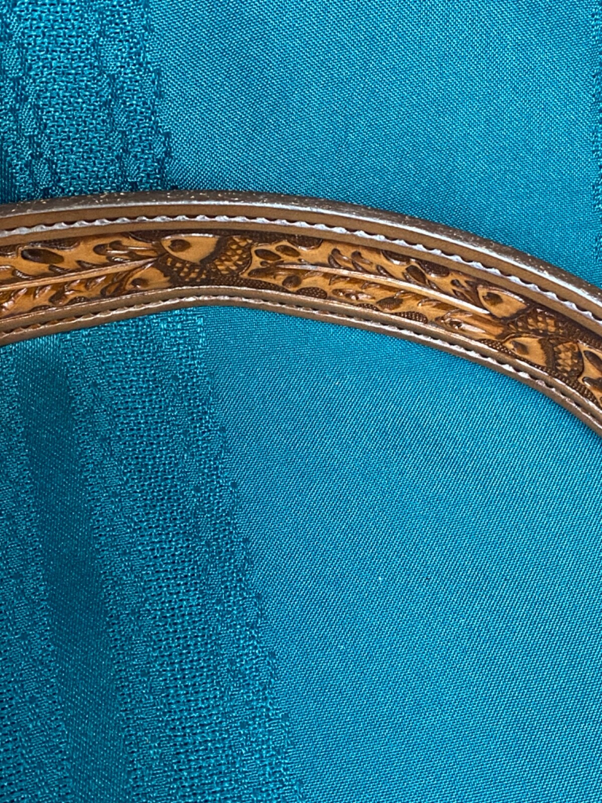 Tex Tan Full Grain Cowhide Belt Size 36 Tool Silver Buckle Polished Amber Stone