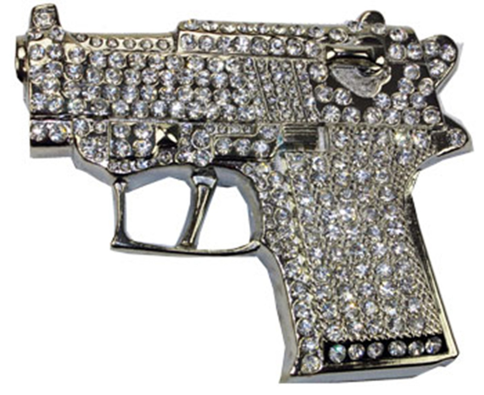 Gun Belt Buckle Silver Metal Rhinestones New Men Iced Real Cowboy Style Rodeo