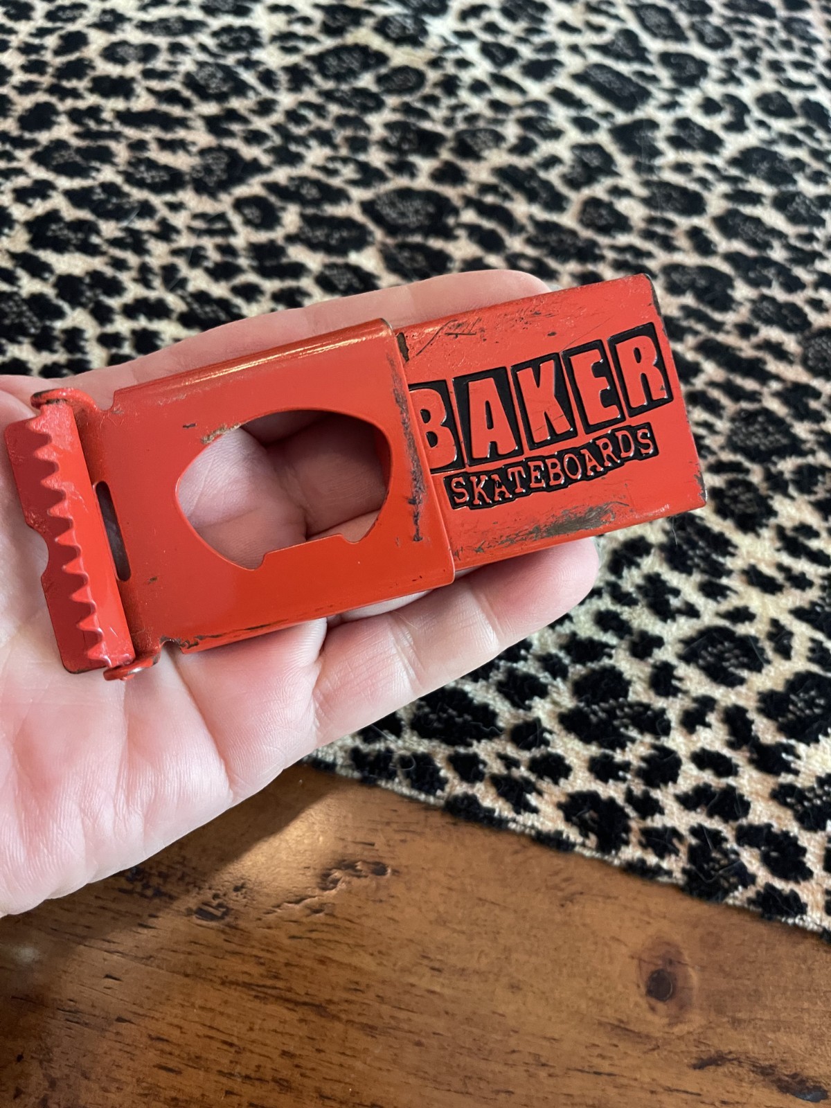 VINTAGE BAKER SKATEBOARDS SKATER BELT BUCKLE RED BLACK Y2K COLLECTABLE USA RARE!