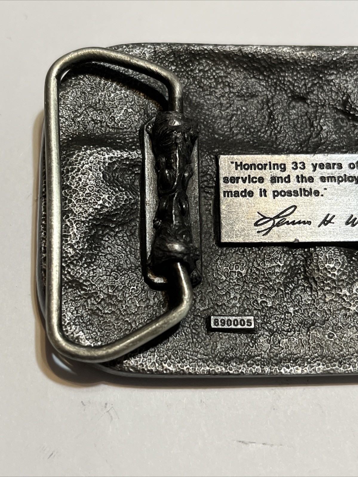 Vintage Lewis H Worrad Co. 33 Years Of Service Belt Buckle Gas Elec Telephone