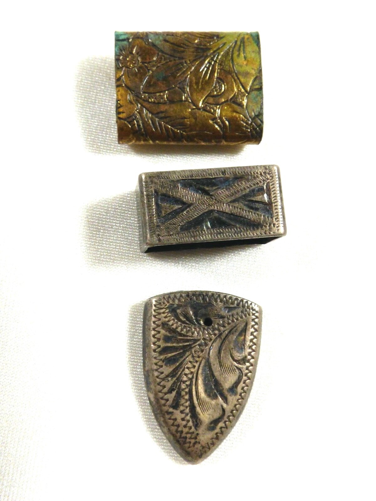 Antique VTG Bolo Gold & Silver tone Metal Belt holder parts lot of 3