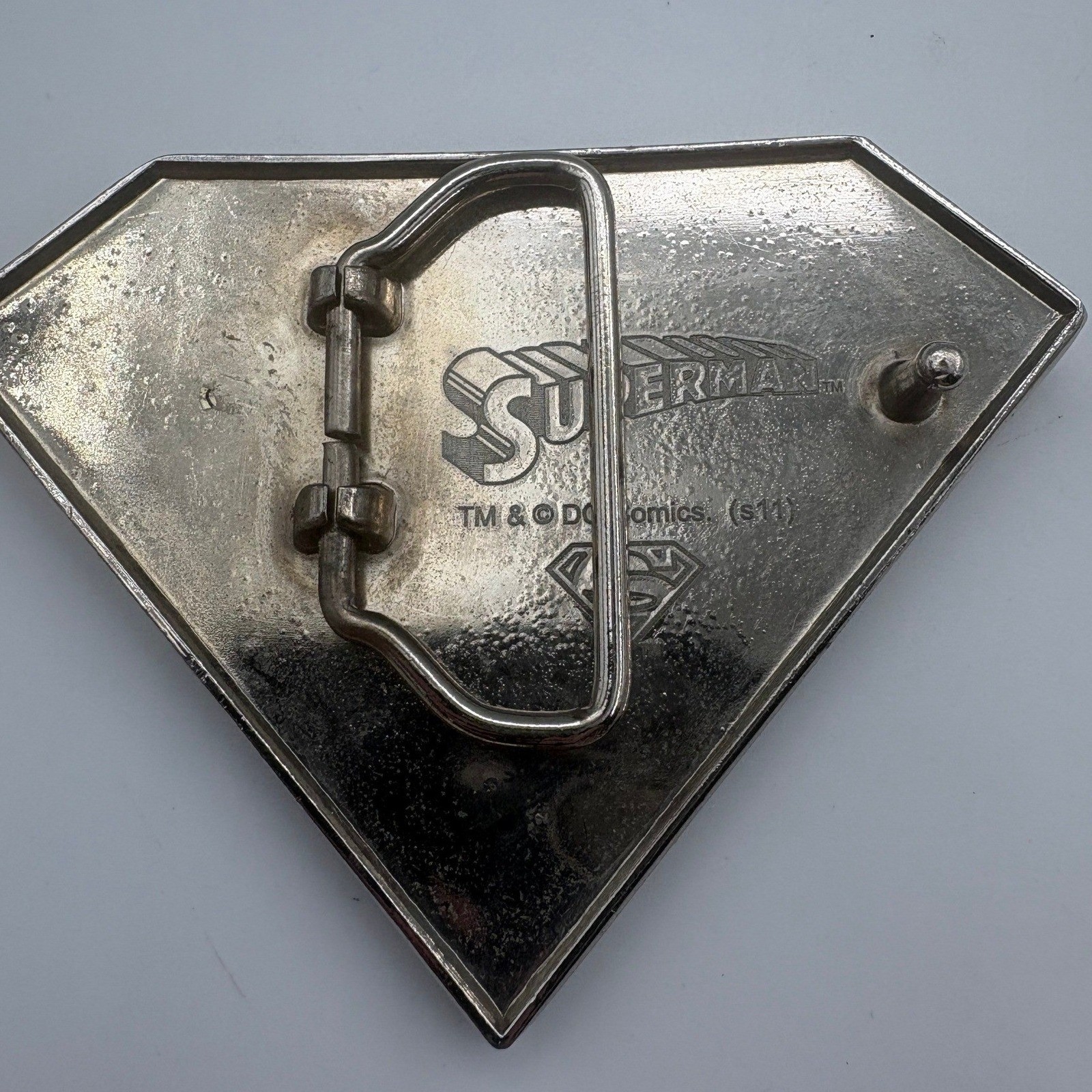 DC Comics Superman Belt Buckle s11 Shield Metal Red Silver Good
