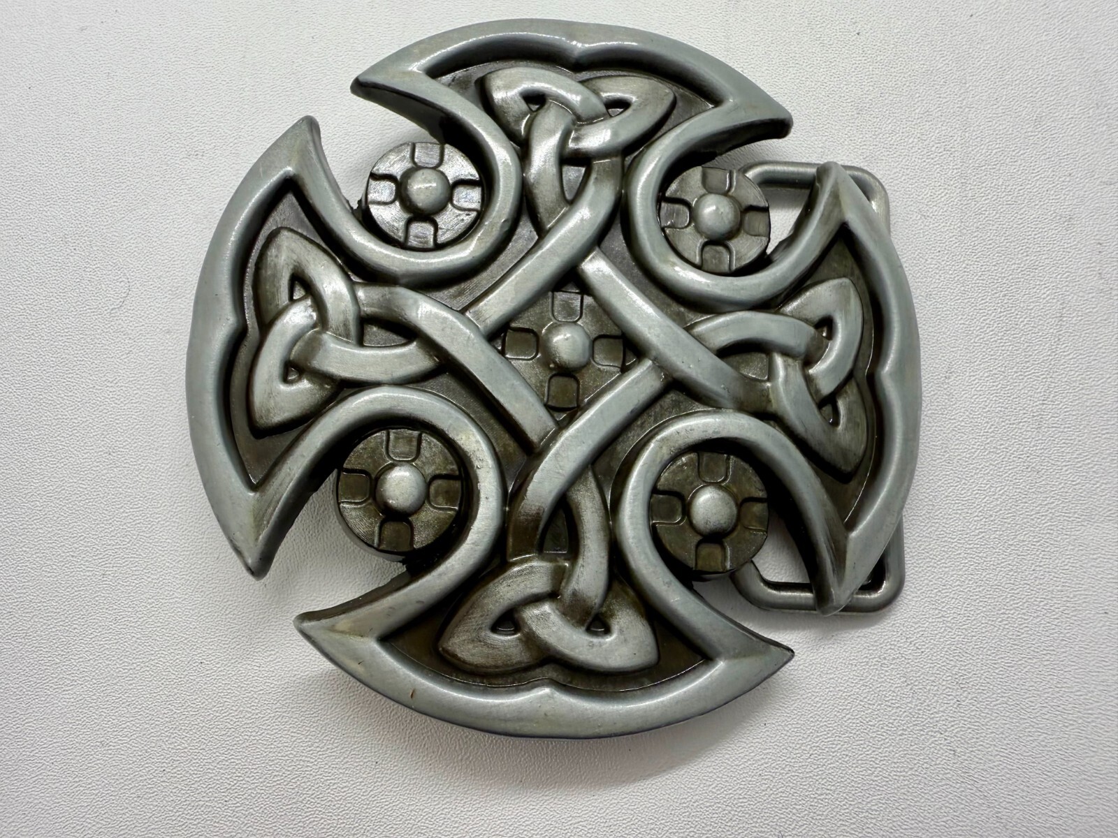 Celtic Shield Iron Cross Religious Gothic Punk Cutout Silver Color Belt Buckle