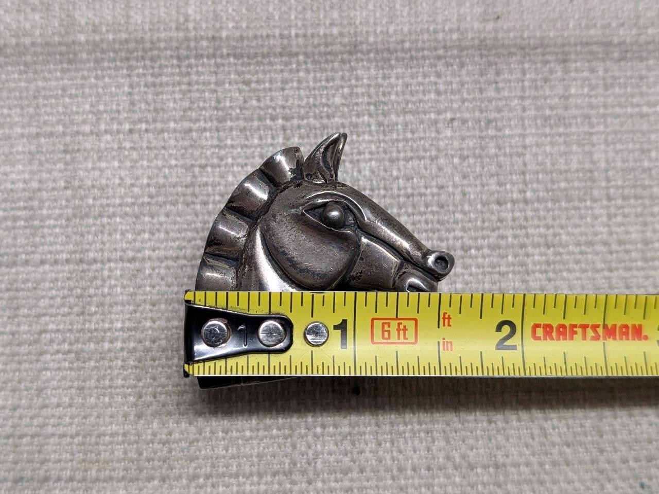 vintage KIESELSTEIN CORD belt buckle set STERLING SILVER horse-shoe 3PC western
