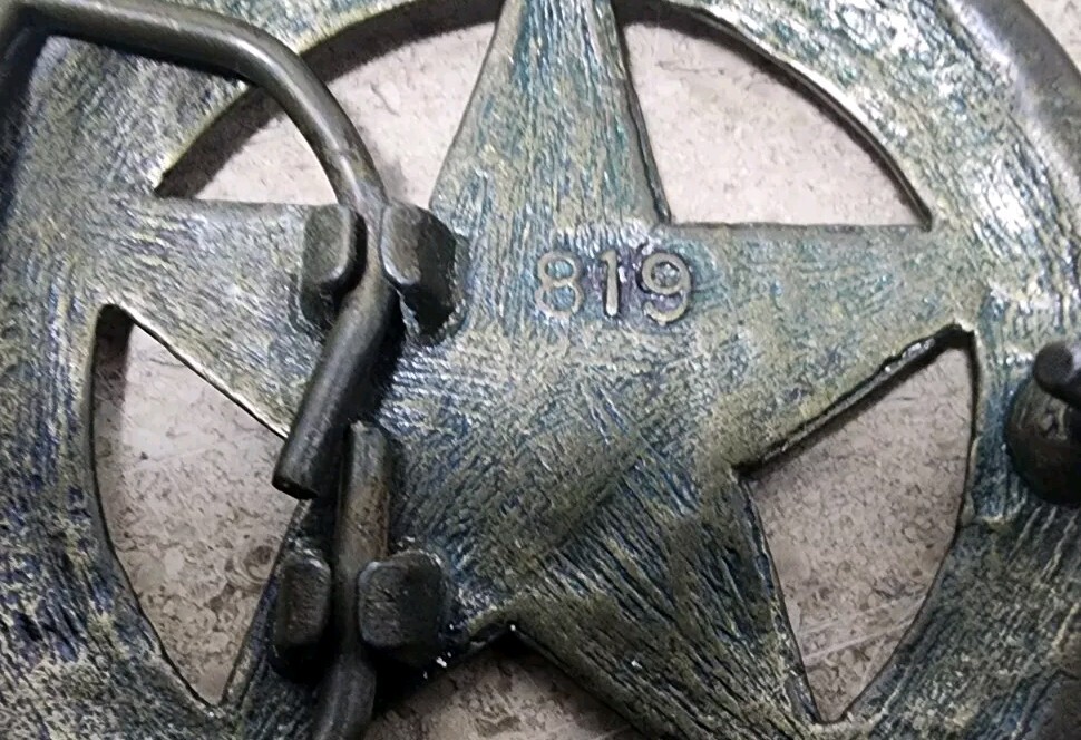 Vintage Brass Deputy US Marshall Round Star Belt Buckle Western Rustic Cowboy