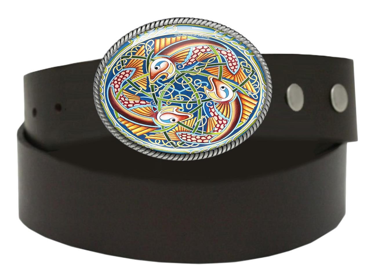 Ancient Celtic Fish Art Irish Knot Mandala Handmade Artisan Belt Buckle
