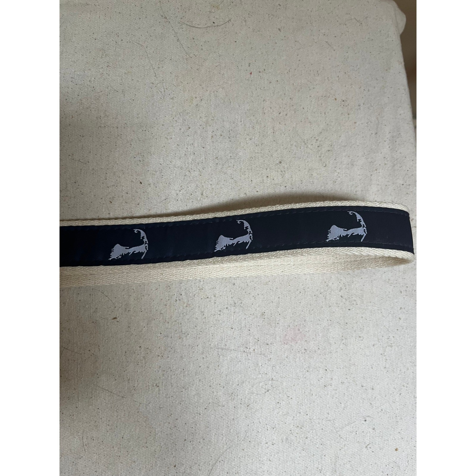 Cape Cod Belt Co Navy Ribbon Belt Preppy Embroidered Cape Cod Map Brass Buckle