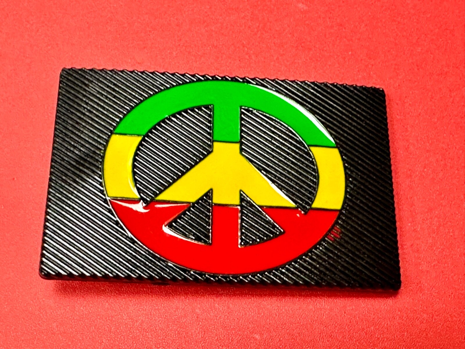 Rasta Peace Sign Flag Red Yellow Green Jamaica Marijuana Symbols Belt Buckle