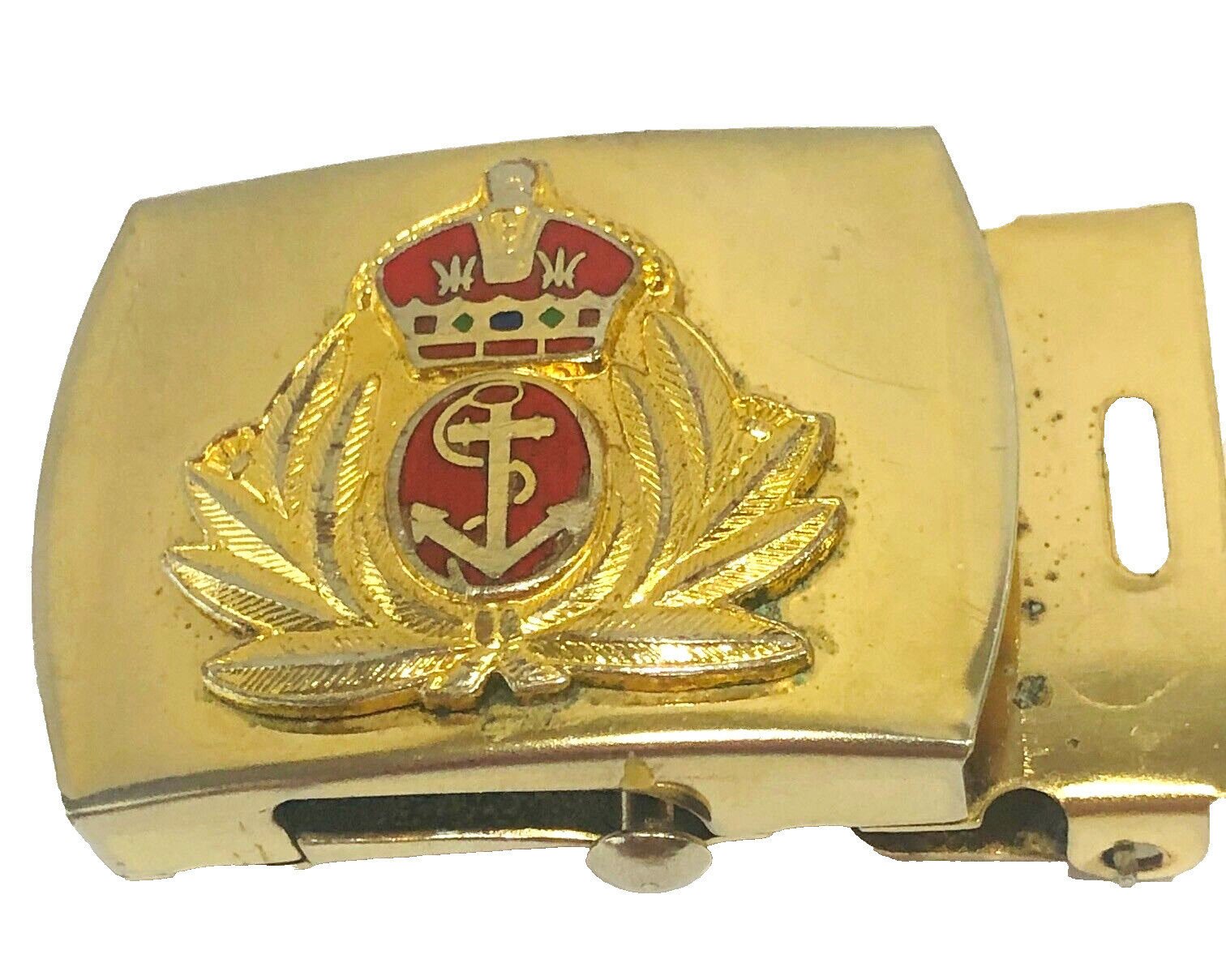 Brass Belt Buckle Crown Anchor USA Men&rsquo;s Nautical Boating Navy VTG Skippers FLA