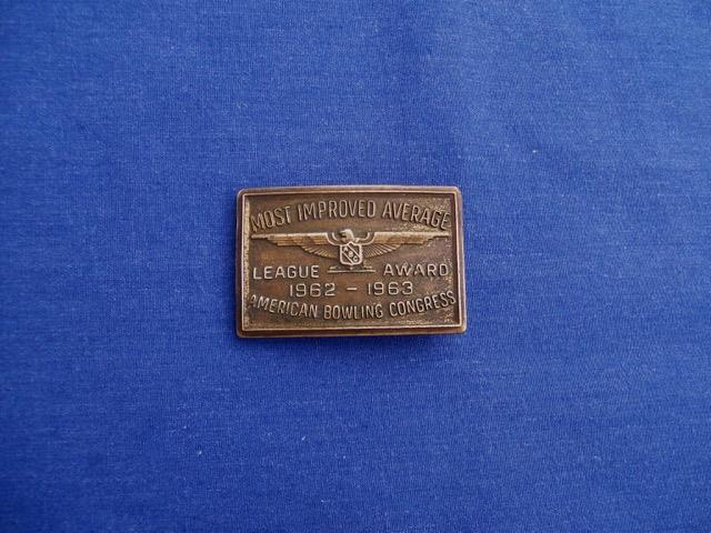 ( LOT OF 2 ) AMERICAN BOWLING CONGRESS BELT BUCKELS 1960&rsquo;S MOST IMPROVED AVERAGE