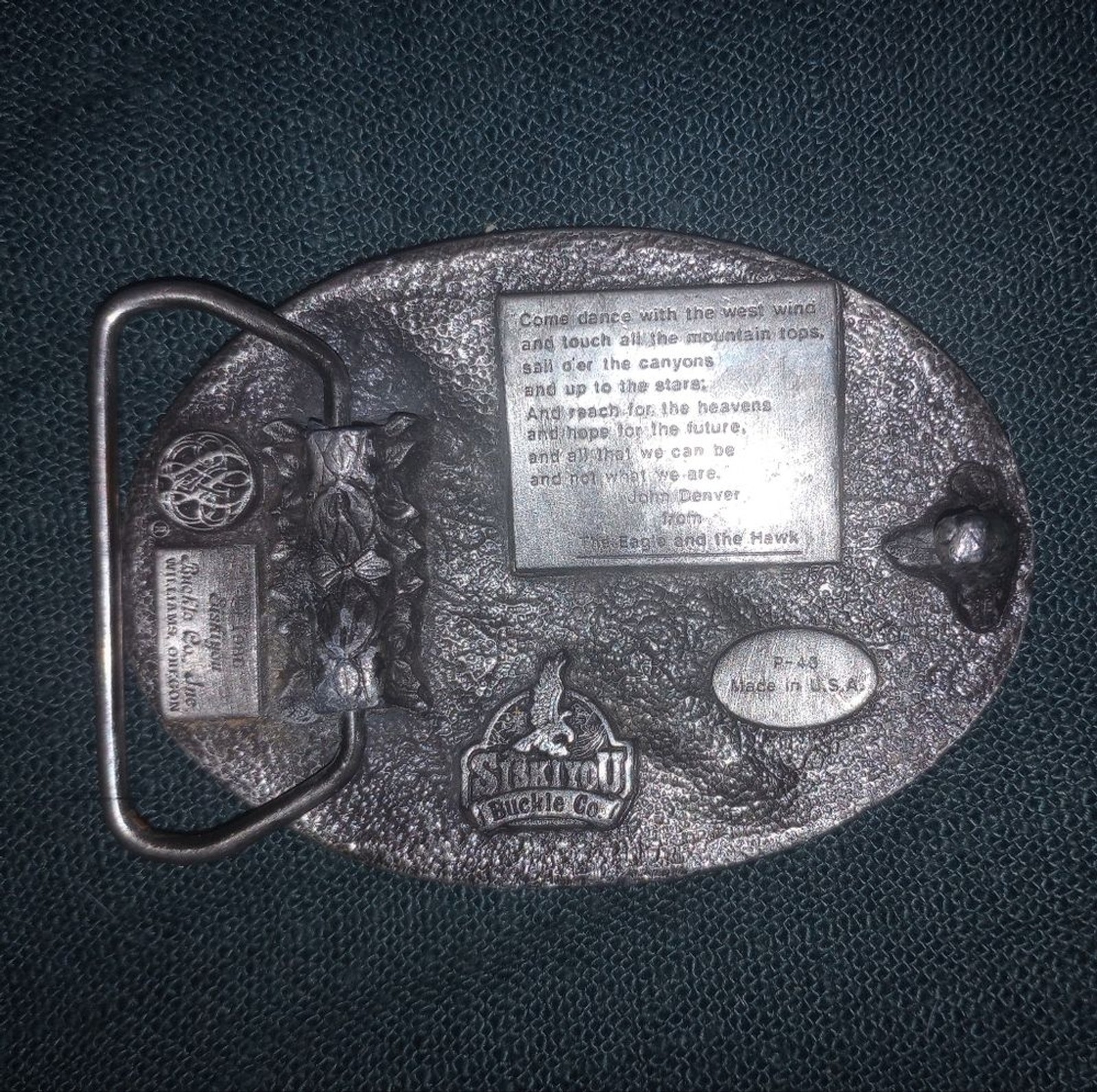Vintage 1988 Siskiyou P40 Flying Eagle and Sun Pewter Belt Buckle EUC